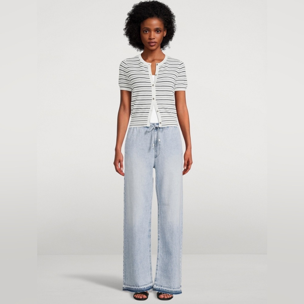 RAG & BONE NWT $355 Featherweight Logan Wide-Leg Beach Jeans Size L Drawstring